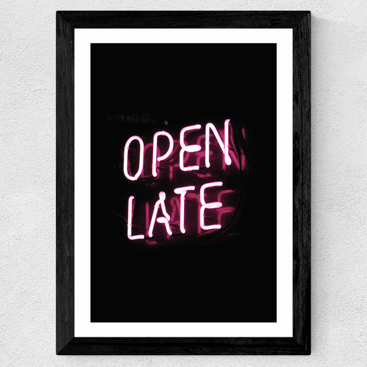 Open Late Wide Black Frame