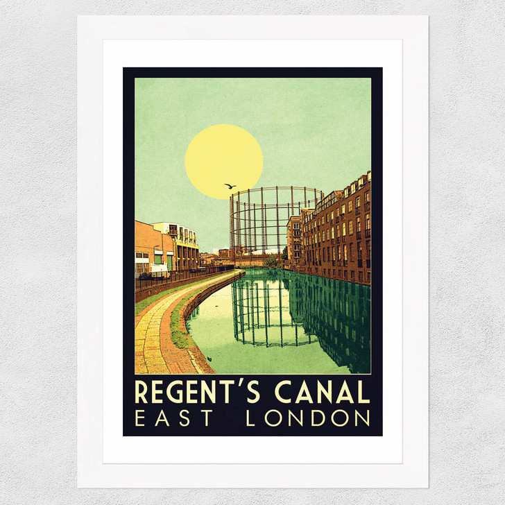 Regent's Canal, East London Wide White Frame