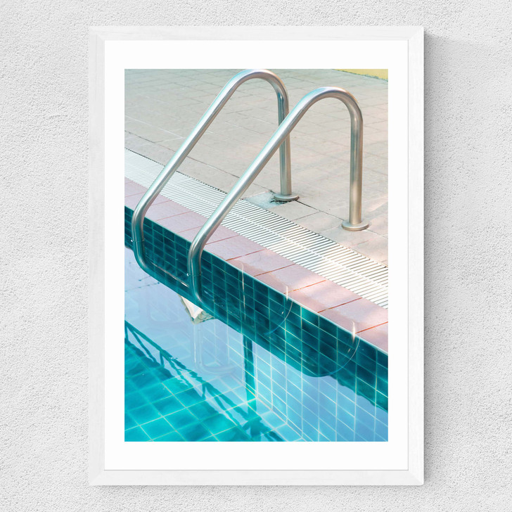 Vintage Swimming Pool Medium White Frame Vintage Swimming Pool Medium White Frame