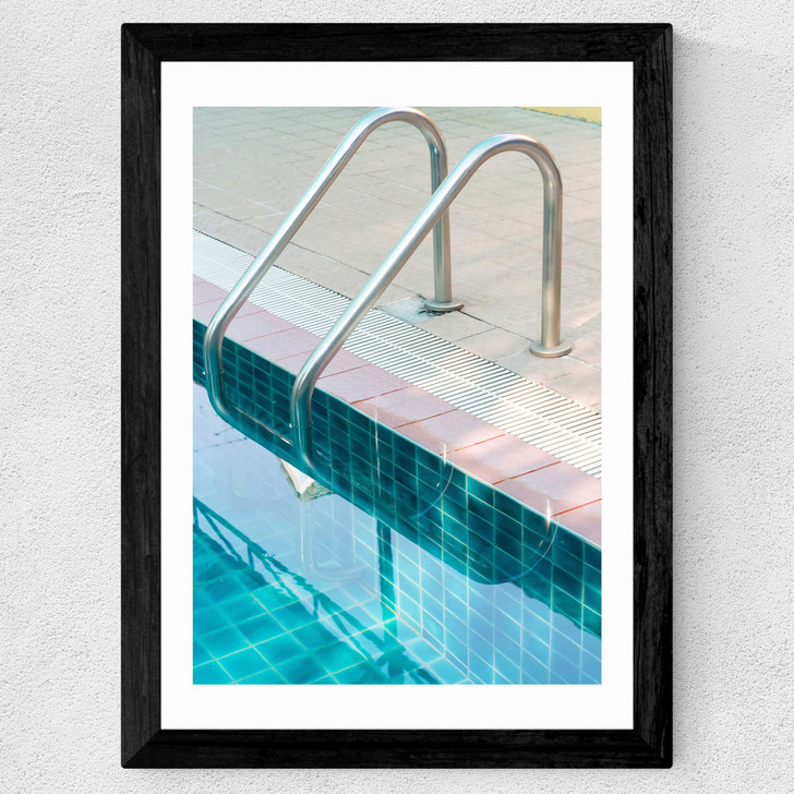 Vintage Swimming Pool Wide Black Frame
