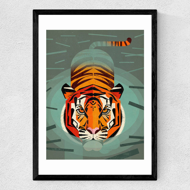 Swimming Tiger Medium Black Frame Swimming Tiger Medium Black Frame
