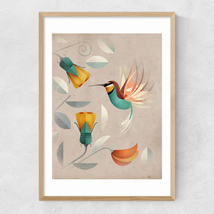 Hummingbird by Dieter Braun Narrow Oak Frame Hummingbird by Dieter Braun Narrow Oak Frame