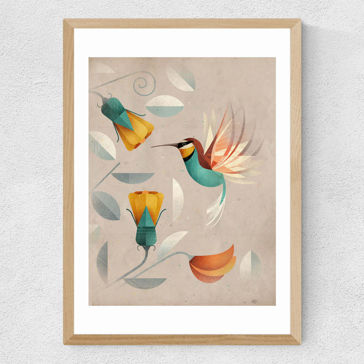 Hummingbird by Dieter Braun Medium Oak Frame Hummingbird by Dieter Braun Medium Oak Frame