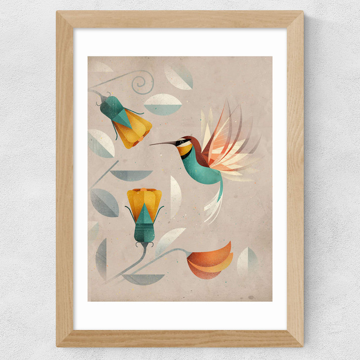 Hummingbird by Dieter Braun Wide Oak Frame Hummingbird by Dieter Braun Wide Oak Frame