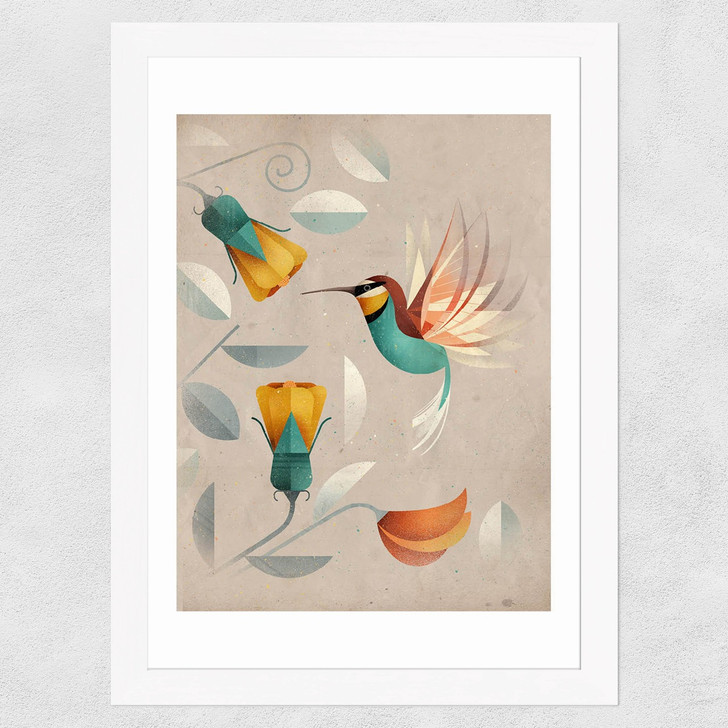 Hummingbird by Dieter Braun Wide White Frame Hummingbird by Dieter Braun Wide White Frame