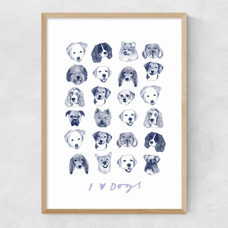 I Love Dogs Narrow Oak Frame I Love Dogs Narrow Oak Frame