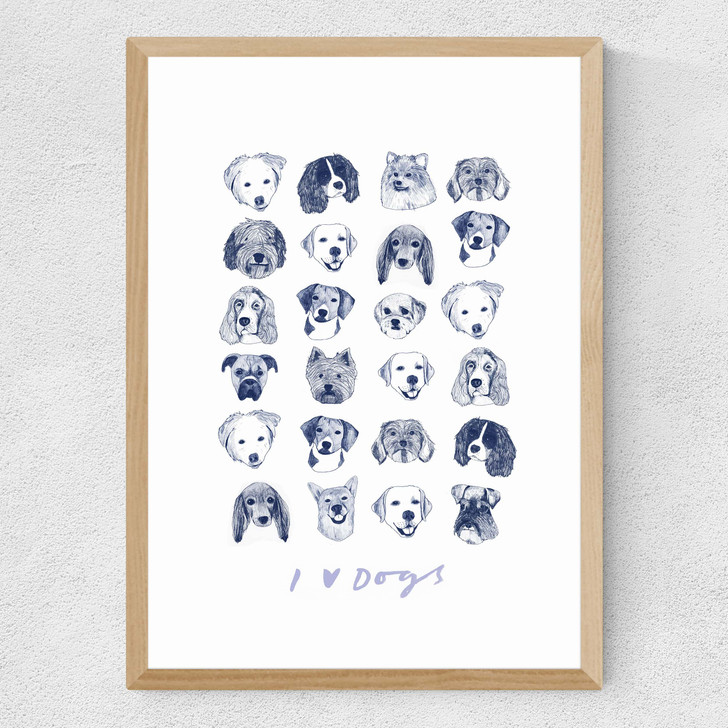 I Love Dogs Medium Oak Frame I Love Dogs Medium Oak Frame