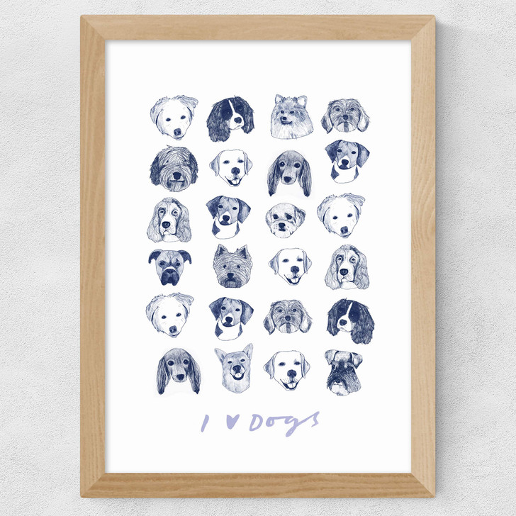 I Love Dogs Wide Oak Frame I Love Dogs Wide Oak Frame