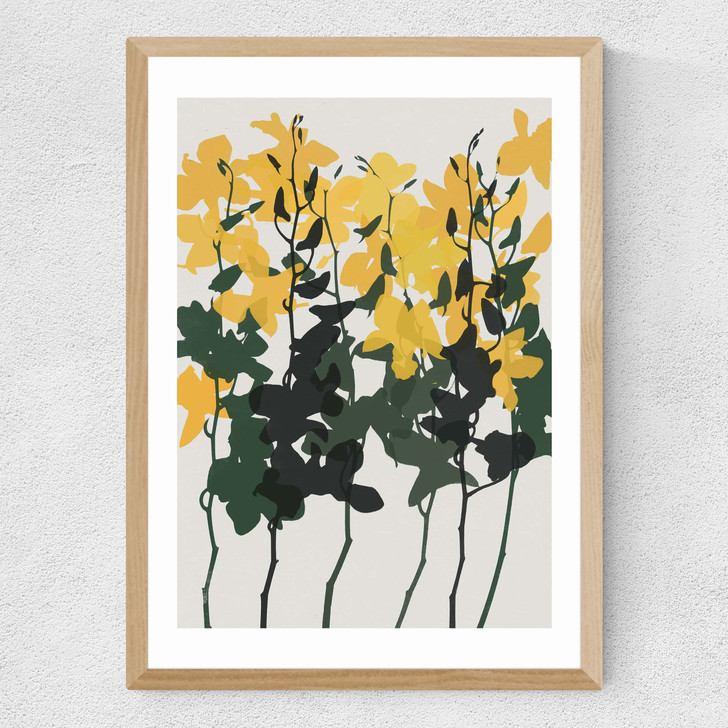 Orchids 7 Medium Oak Frame