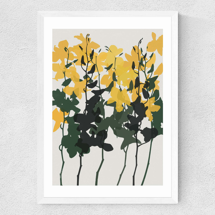 Orchids 7 Medium White Frame