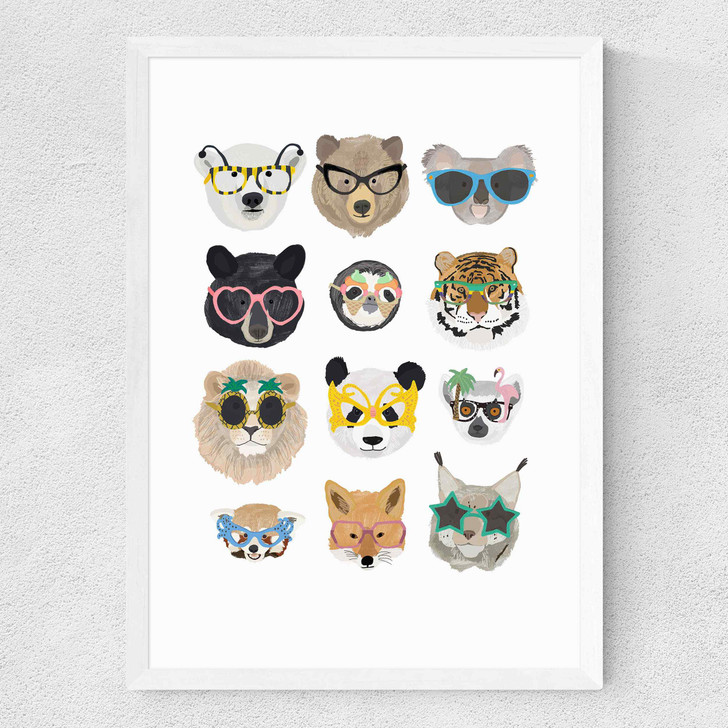 Big Cats by Hanna Melin Medium White Frame