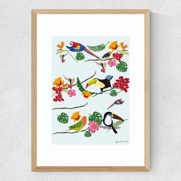 Birds by Hanna Melin Medium Oak Frame Birds by Hanna Melin Medium Oak Frame