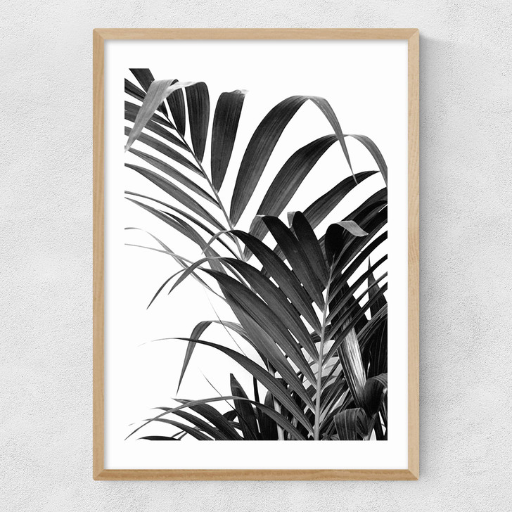 Palm Leaf 02 Narrow Oak Frame