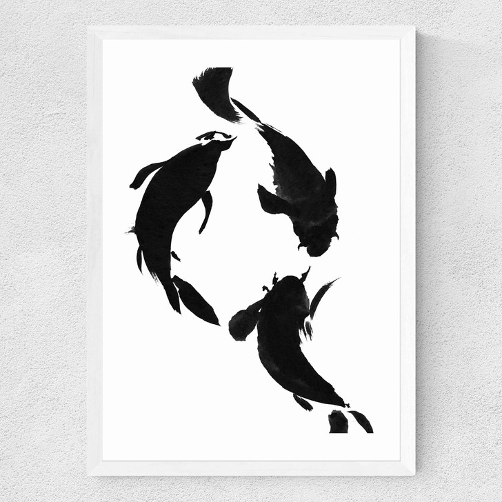Koi by Dan Hobday Medium White Frame