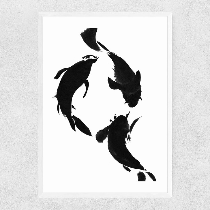 Koi by Dan Hobday Narrow White Frame