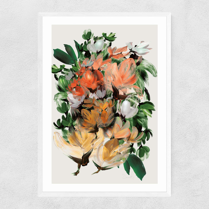 Magnolia by Dan Hobday Narrow White Frame