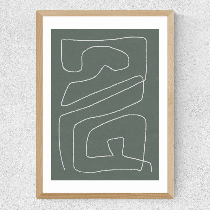 Line Abstract I Medium Oak Frame