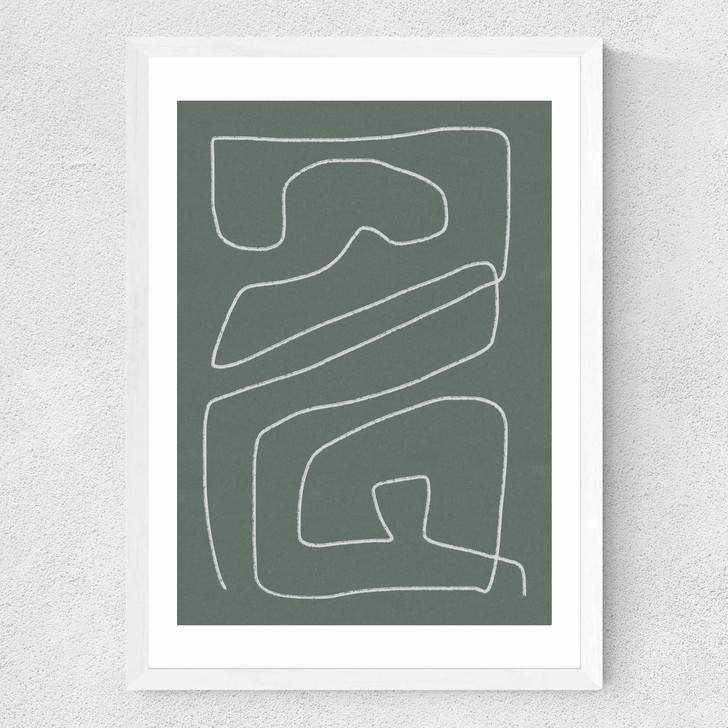 Line Abstract I Medium White Frame