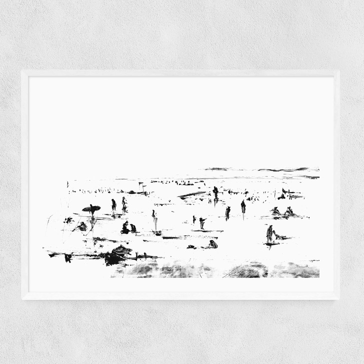 Beach People Narrow White Frame