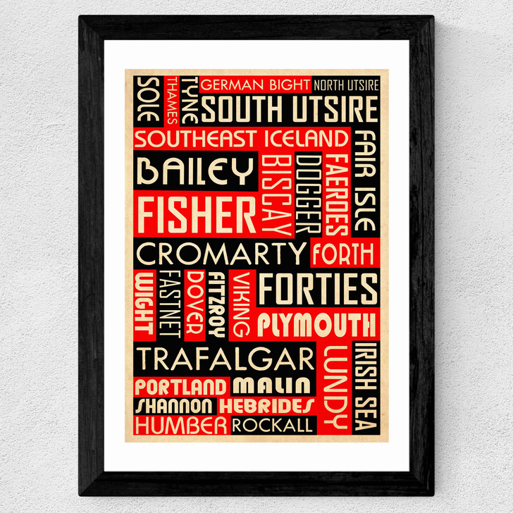 Shipping Forecast By Indieprints Wide Black Frame Shipping Forecast By Indieprints Wide Black Frame
