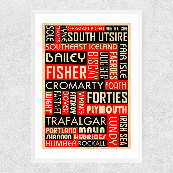 Shipping Forecast By Indieprints Narrow White Frame Shipping Forecast By Indieprints Narrow White Frame