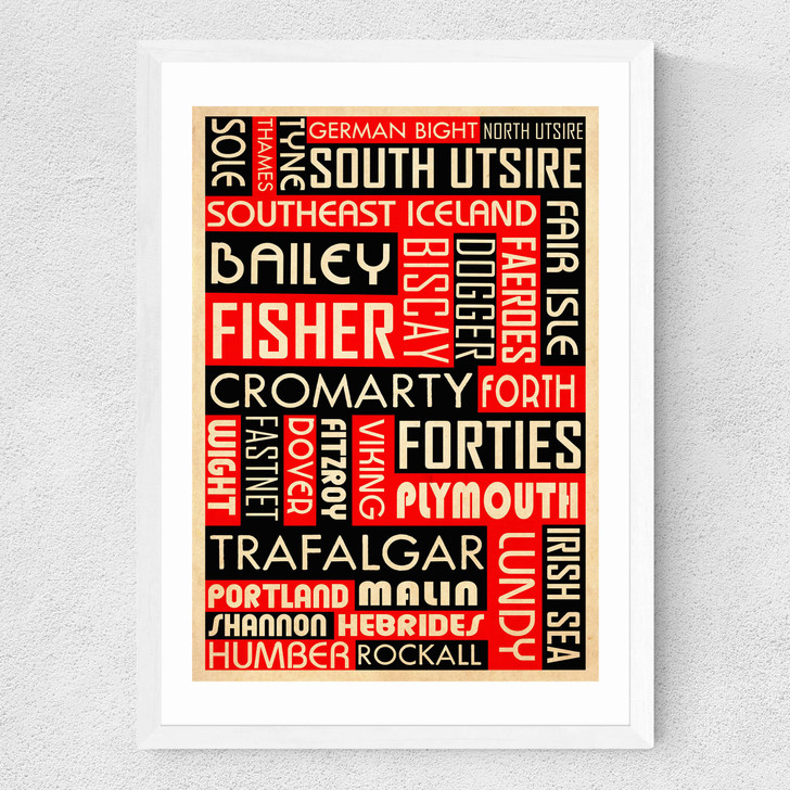 Shipping Forecast By Indieprints Medium White Frame Shipping Forecast By Indieprints Medium White Frame