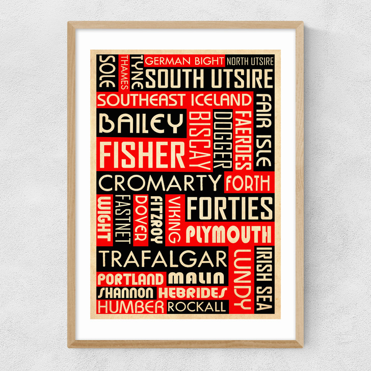 Shipping Forecast By Indieprints Narrow Oak Frame