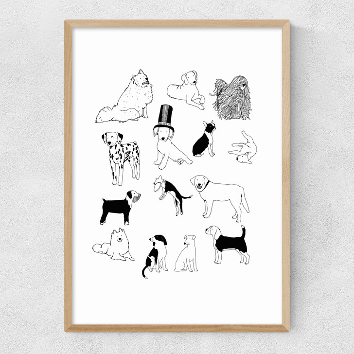 Dogs Narrow Oak Frame