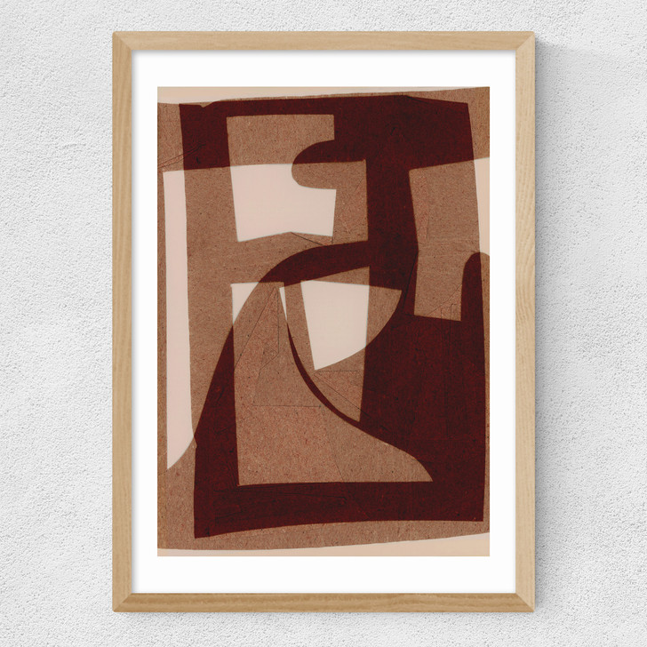 Marron Abstract Medium Oak Frame