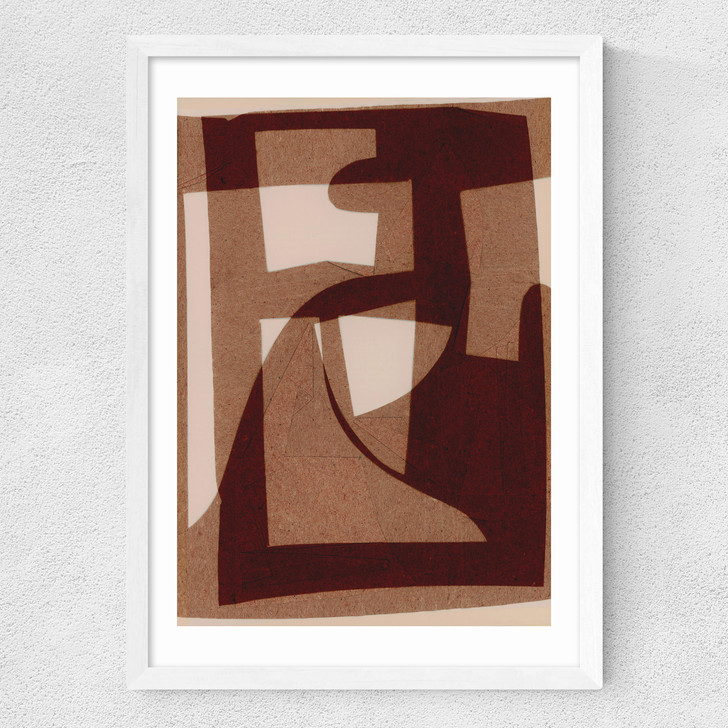 Marron Abstract Medium White Frame