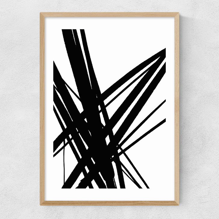 Abstract Lines VI Narrow Oak Frame