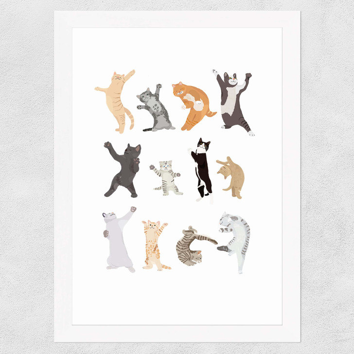 Dancing Cats Wide White Frame Dancing Cats Wide White Frame