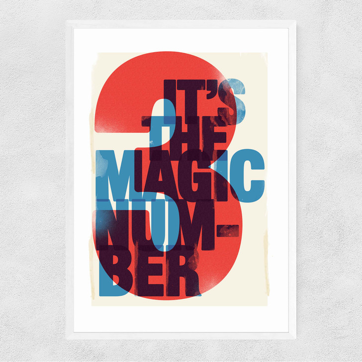 The Magic Number 3 Narrow White Frame