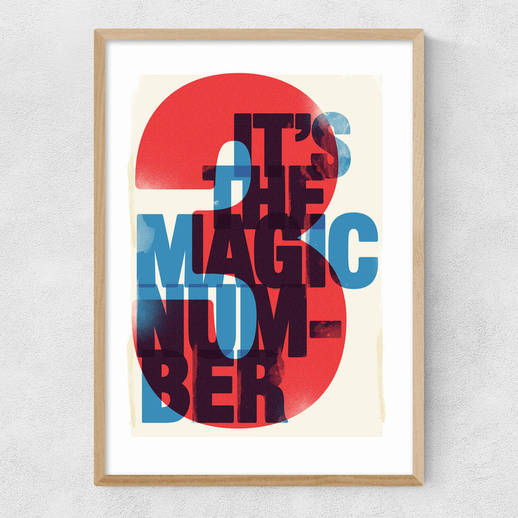 The Magic Number 3 Narrow Oak Frame