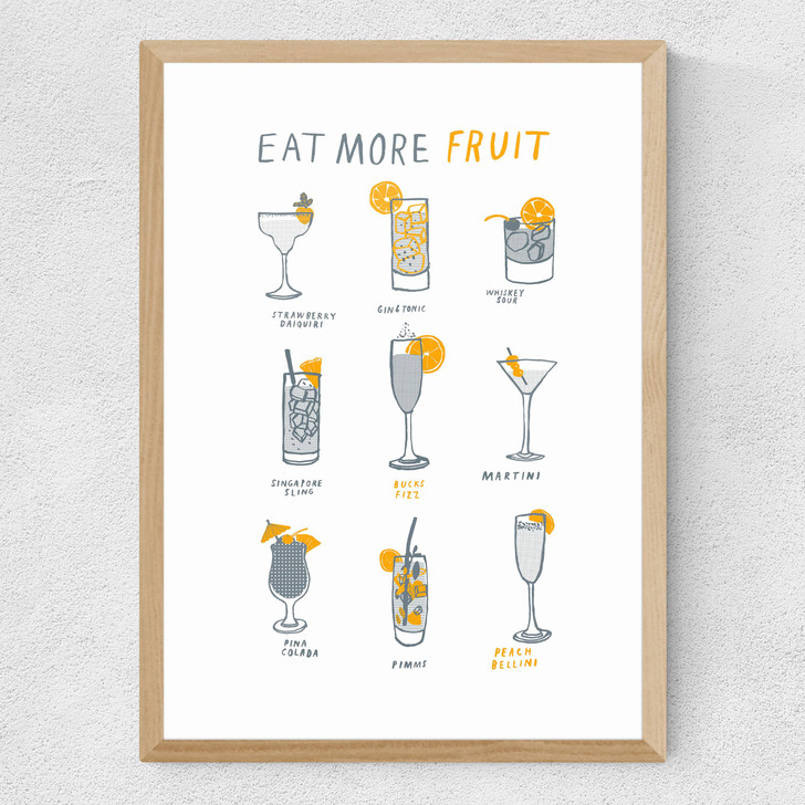 Eat More Fruit Medium Oak Frame Eat More Fruit Medium Oak Frame