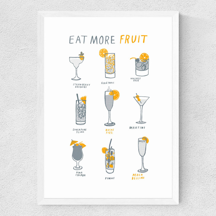 Eat More Fruit Medium White Frame Eat More Fruit Medium White Frame