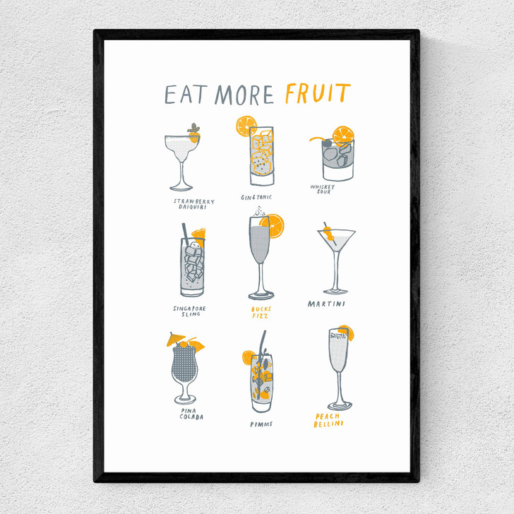 Eat More Fruit Narrow Black Frame