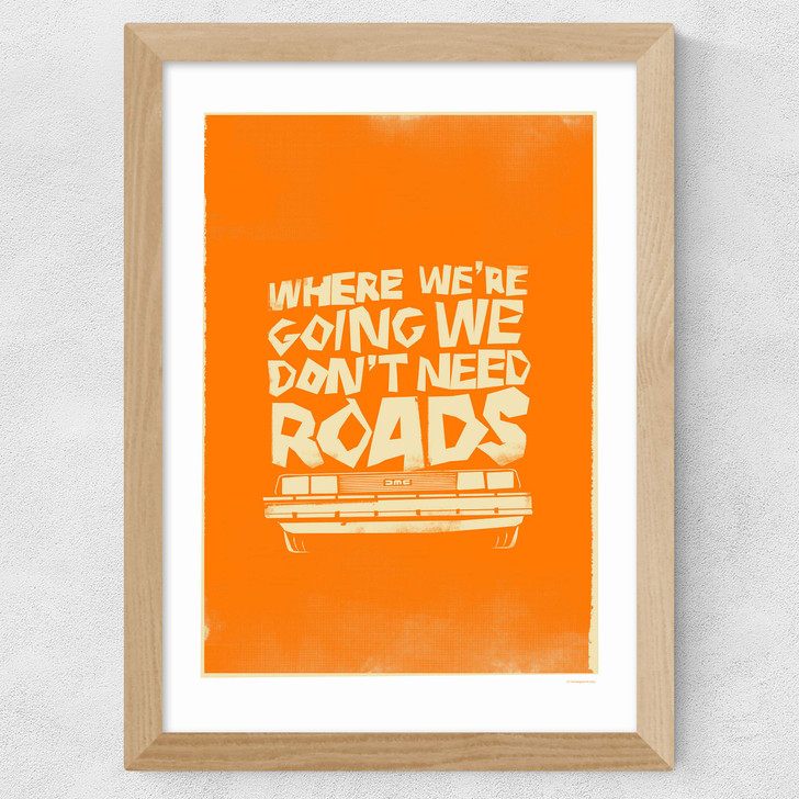 Retro Delorean - Back to the Future Wide Oak Frame