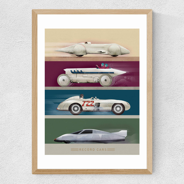 Record Cars Medium Oak Frame Record Cars Medium Oak Frame