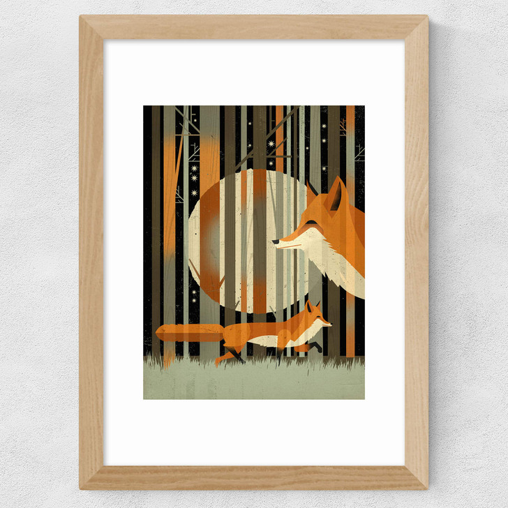 Midnight Foxes Wide Oak Frame Midnight Foxes Wide Oak Frame