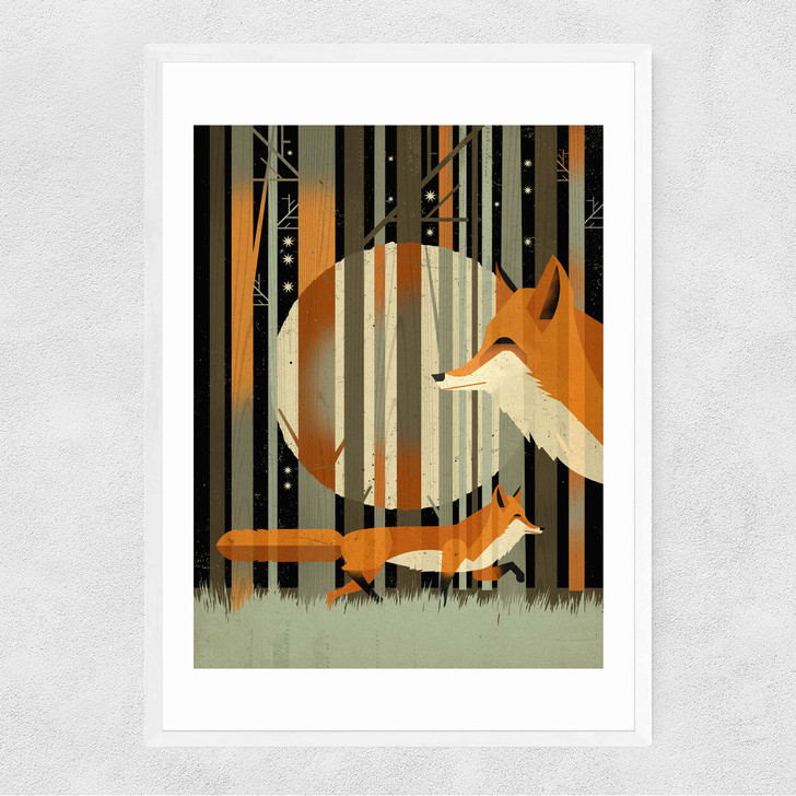 Midnight Foxes Narrow White Frame Midnight Foxes Narrow White Frame
