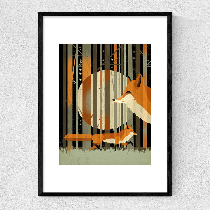 Midnight Foxes Narrow Black Frame