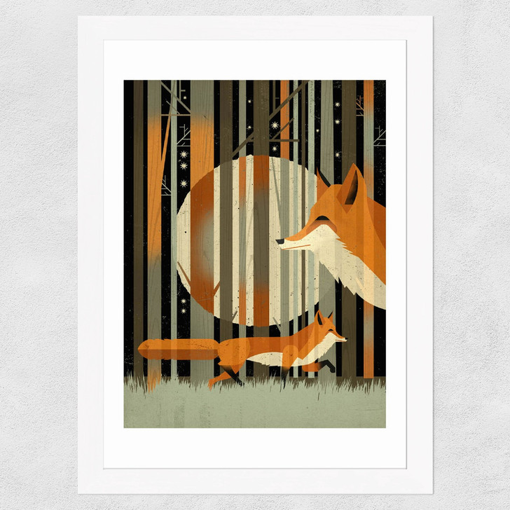 Midnight Foxes Wide White Frame
