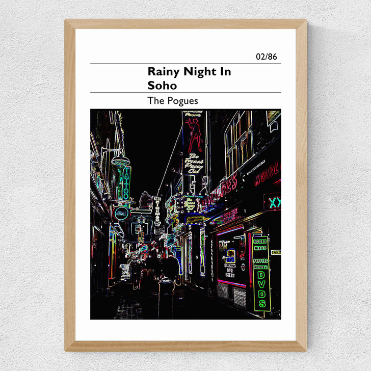 A Rainy Night in Soho - The Pogues Medium Oak Frame A Rainy Night in Soho - The Pogues Medium Oak Frame