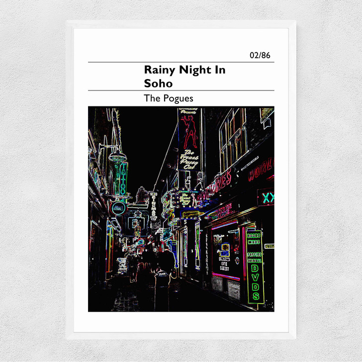 A Rainy Night in Soho - The Pogues Narrow White Frame