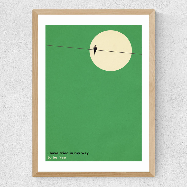 Bird on a Wire Medium Oak Frame