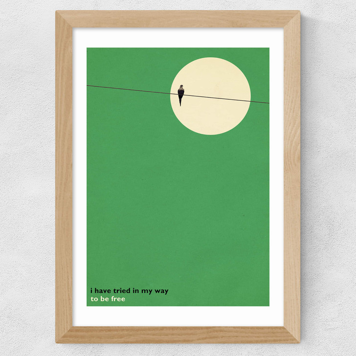 Bird on a Wire Wide Oak Frame