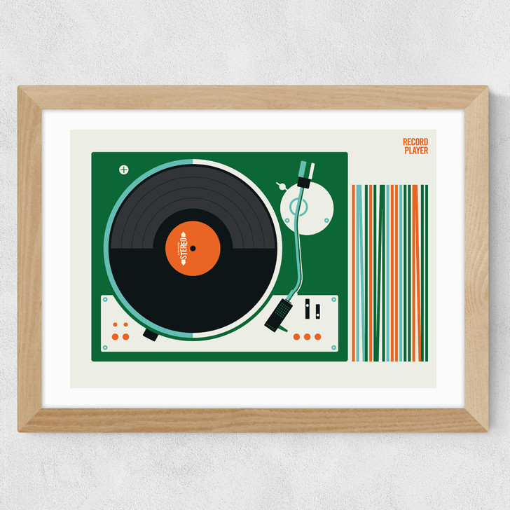 Fin Record Player TK Wide Oak Frame Fin Record Player TK Wide Oak Frame