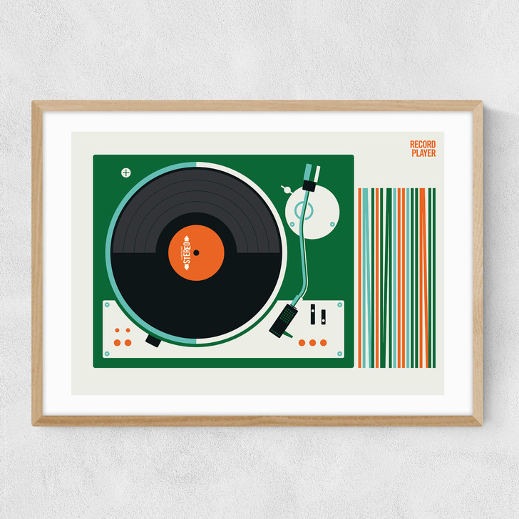 Fin Record Player TK Narrow Oak Frame