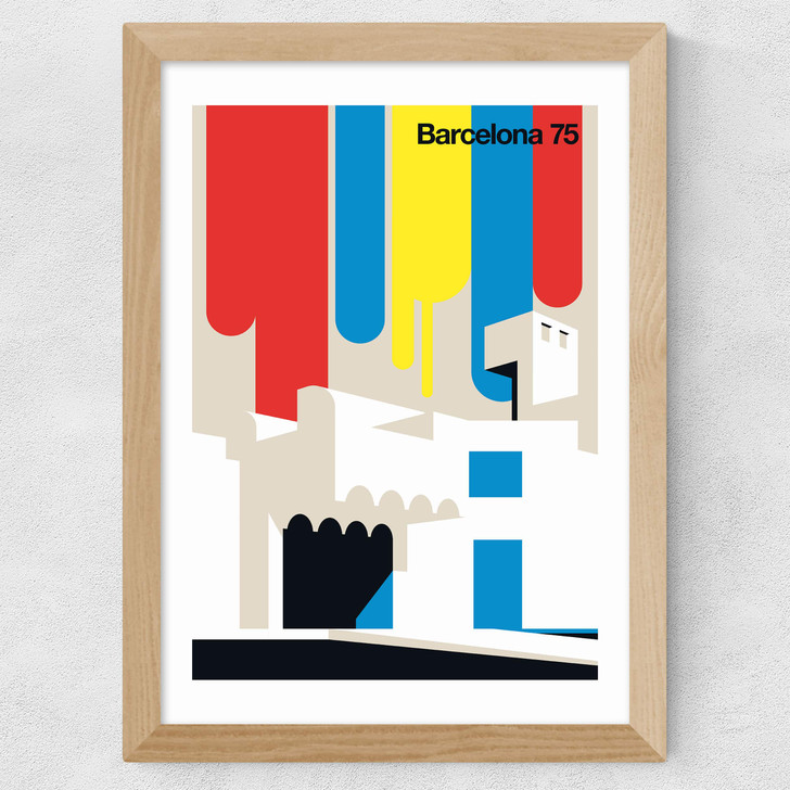 Barcelona 75 Wide Oak Frame
